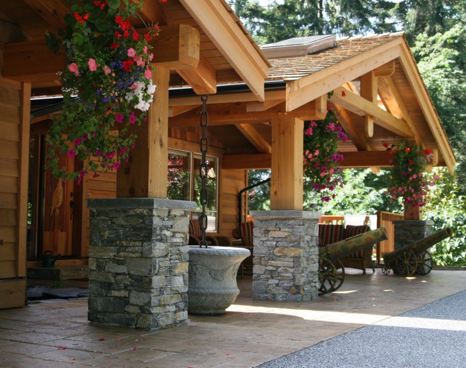 Natural Ledge Stone on a Timber Frame Home Design