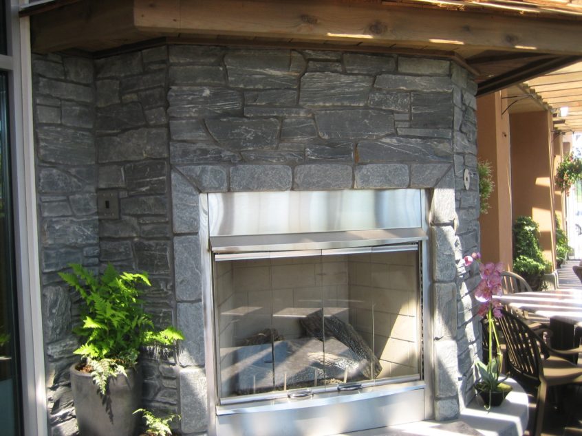 Ledgestone fireplace cladding exterior