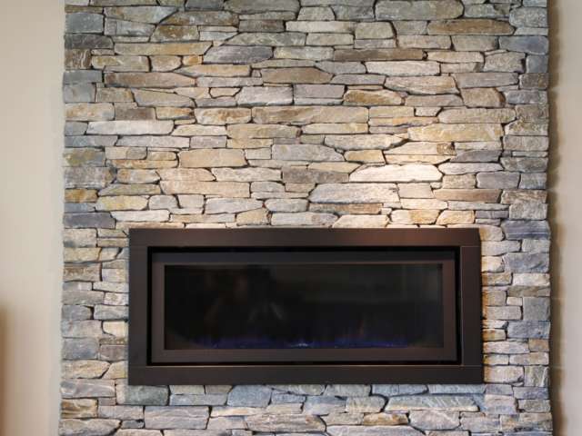 Natural Ledge Stone Veneer Fireplace