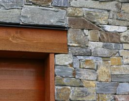 Exterior Stone and Wood on a Garage