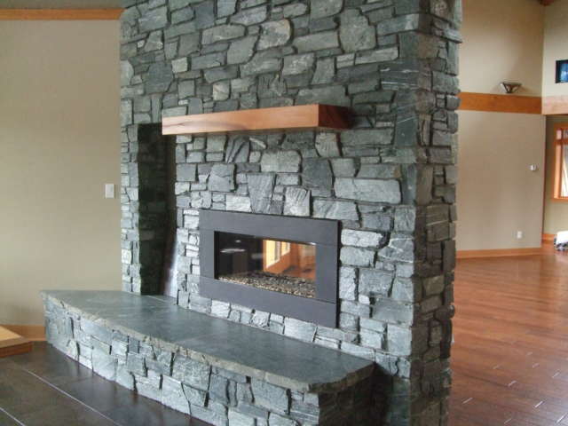 Ocean Mist Ledge Stone Veneer Fireplace