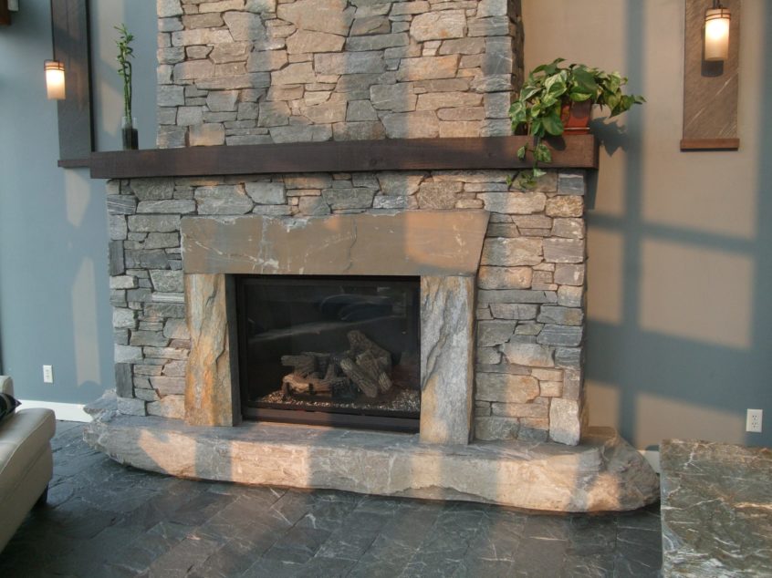 Natural stone fireplace ledgestone