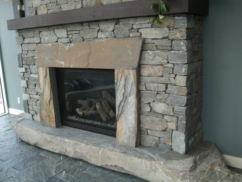 Kelowna custom fireplace natural stone