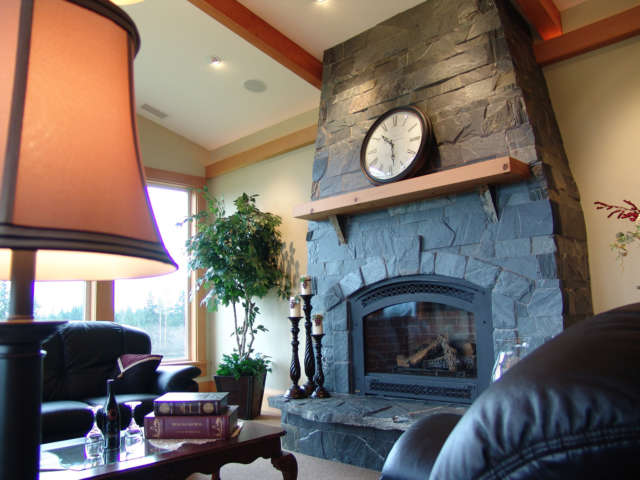 Pacific Ashlar Stone Veneer Fireplace