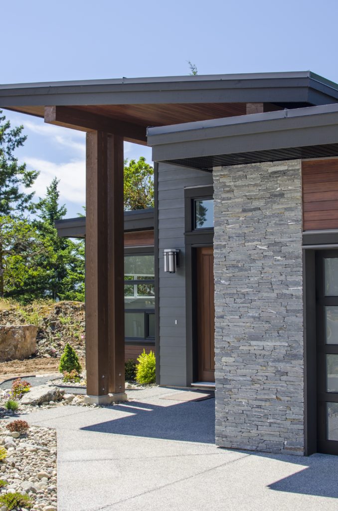 Stone Veneer on Modern Home Exterior