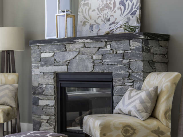 Ocean Mist Ledge Stone Veneer Fireplace