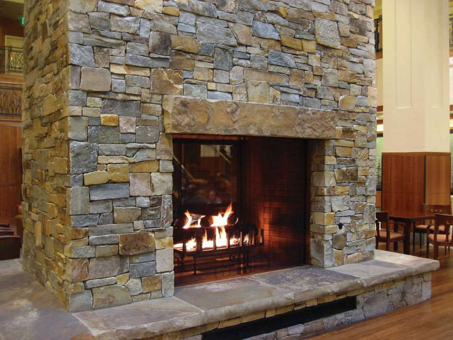 McGregor Lake Ledge Stone Fireplace