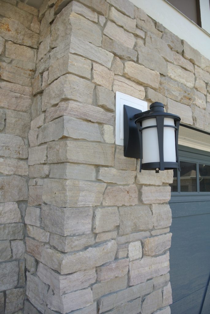 Light Fixture on Stone Exterior