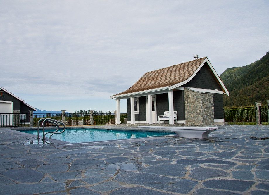 Flagstone around a pool