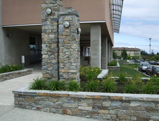 Commercial Building Exterior Stone Landscaping Retaining Wall