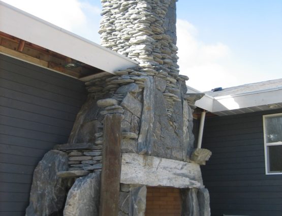 Custom Natural Stone Exterior Fireplace Outdoor Living