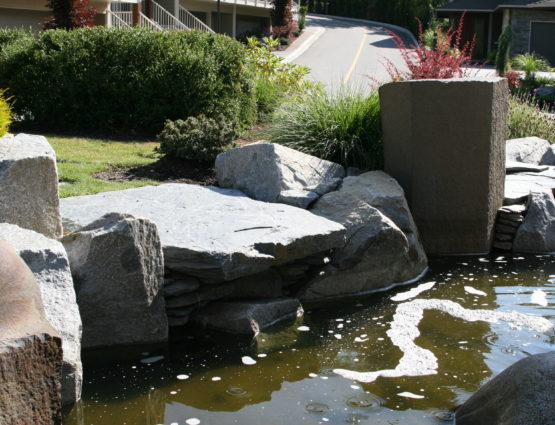 Custom Stone Slabs Exterior Pond Feature