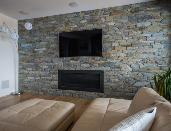 Interior Stone Feature Wall Living Room