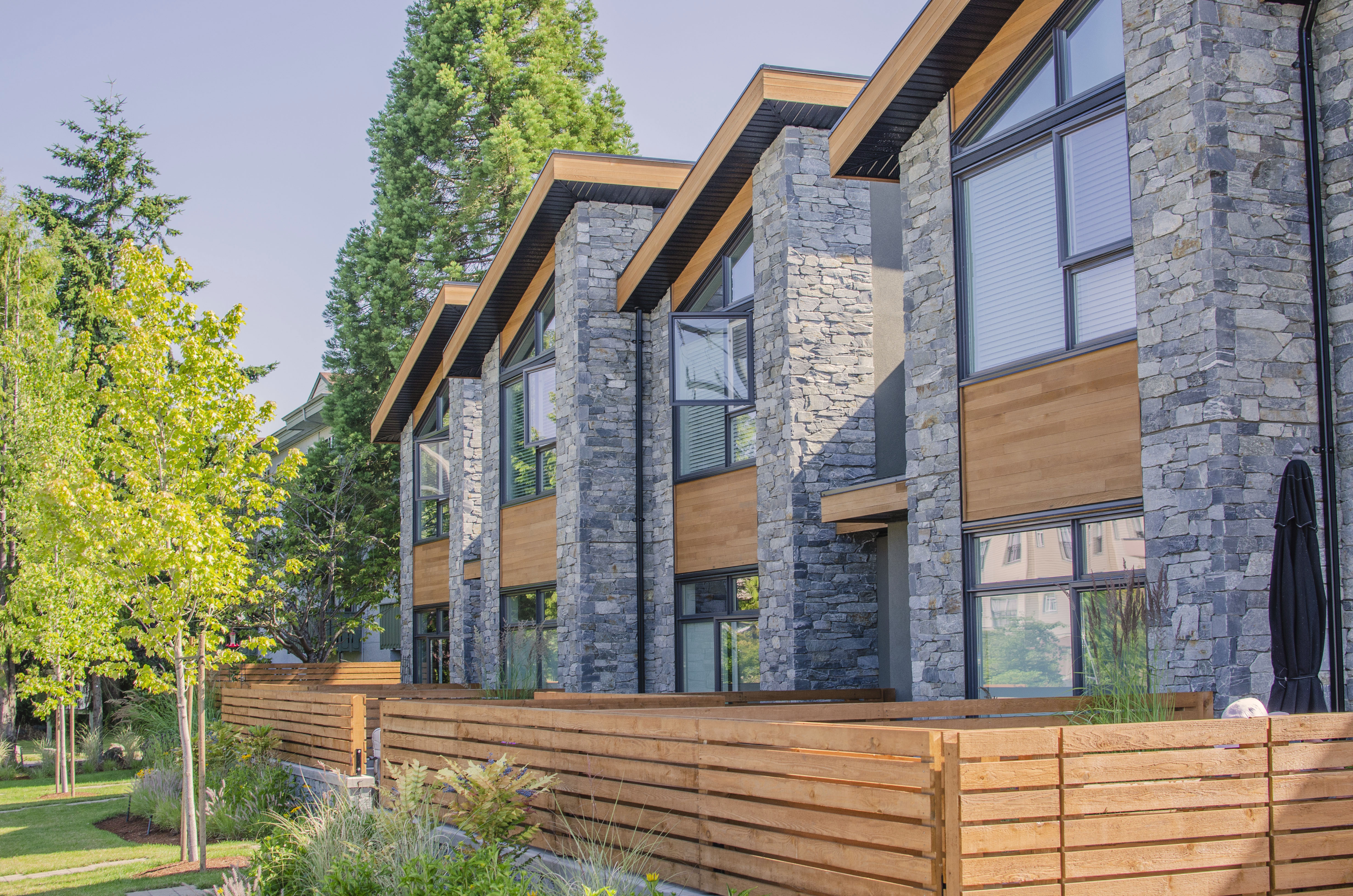 Multi Family Town Home Stone Exterior Wood Trim