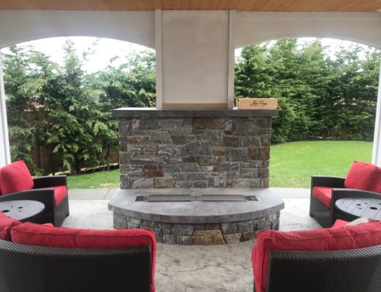 Outdoor Living Space Stone Gas Fire Pit
